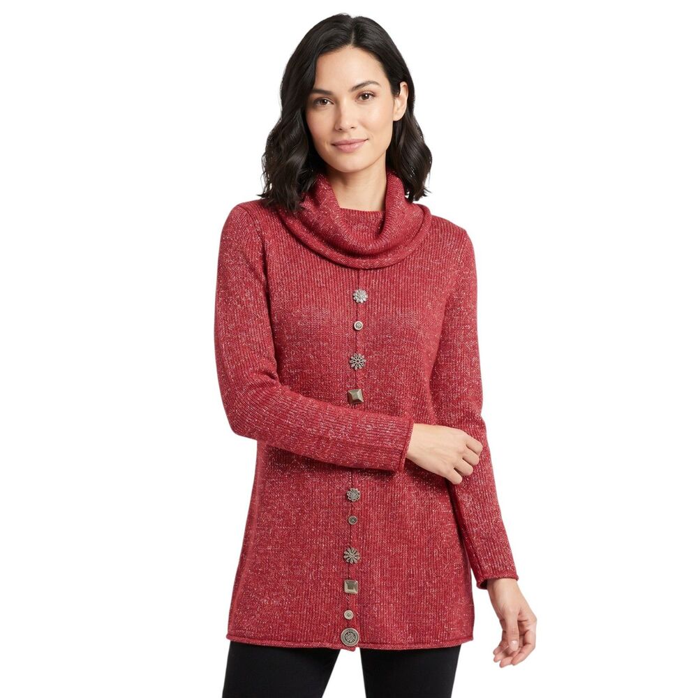 Soft Surroundings Pink Cowl Neck Tunic Sweater
